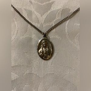 Sterling Silver Sacred Heart of Jesus/OL Scapular Medal/ chain